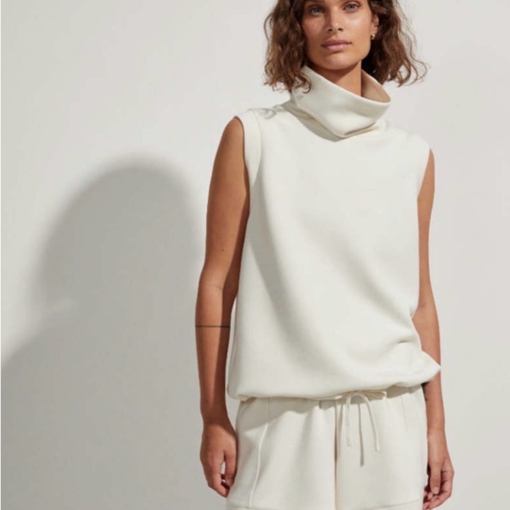 Varley Leigh High Neck Tank in White Sz XL